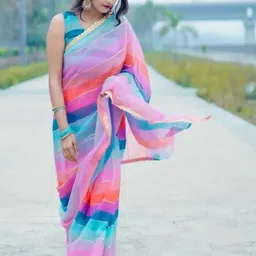 GAVUBAA Multi Pure Georgette Sarees-picture-4