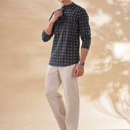 Anouk Men Geometric Printed Thread Work Kurta image 2