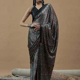 Saree mall Ajrak Block Poly Crepe Block Print Sarees-picture-16