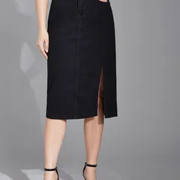 Life With Pockets Straight Midi Slit Skirt-picture-44