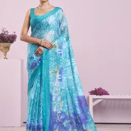 Garden Vareli Floral Printed Pure Chiffon Saree-picture-34