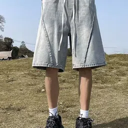 HERE&NOW Men Solid Loose Fit Denim Shorts-image-22