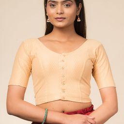 Bindigasm's Advi Women Cotton Dobby Stretchable Saree Blouse-image-4