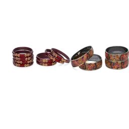 SOMIL Set Of 12 Maroon Alloy Artificial Stones & Beads Bangles-picture-15