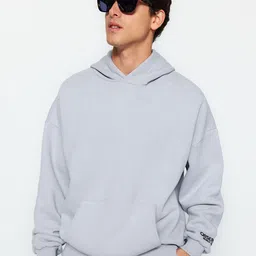 Trendyol Men Hooded Solid Sweatshirt-image-88