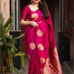 SHOP DROP Women Woven Design Zari Pure Silk Banarasi Saree-picture-56