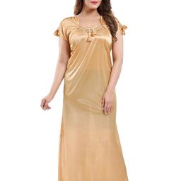 LIFE-TALE Women Beige Satin Nightdress-image-48