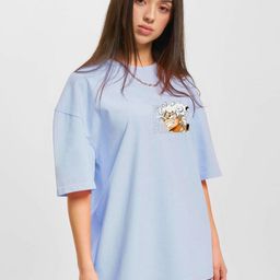 RAYACLOSET Women Printed Extended Sleeves Applique T-shirt-image-100