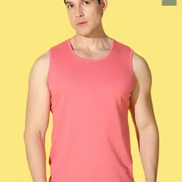 WOOSTRO Pack Of 2 Printed Super Combed Cotton Gym VestsVWS26(ALONE LGTGREEN)(PLAIN PEACH)-image-13