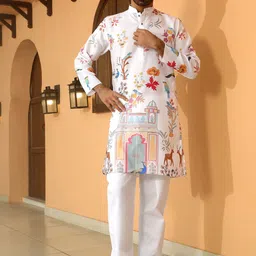 KRAFT INDIA Men Floral Printed Regular Kurta with Pyjamas-picture-36