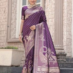 Varanga Ethnic Motifs Woven Design Zari Pure Silk Banarasi Saree-picture-16