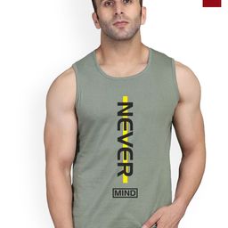 SLOWLORIS Pack Of 2 Typographic Printed Sleevesless Bio-Wash Combed Cotton Gym Vests-picture-14