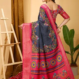 Anouk Rustic Kalamkari Zari Block Print Saree image 3
