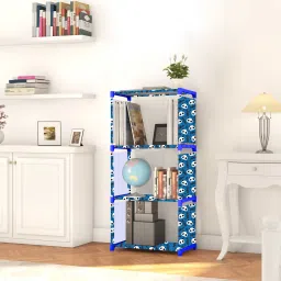 Multipurpose Collapsible Bookshelf 4 Racks Book Stand Almirah for Home & Kids Metal Open Book Shelf-45