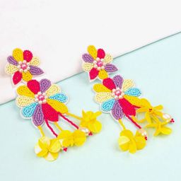 Crunchy Fashion Artificial Beads Beaded Floral Drop Earrings-29