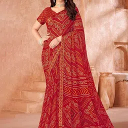 Reboot Fashions Bandhani Printed Zari Pure Chiffon Bandhani Saree-17