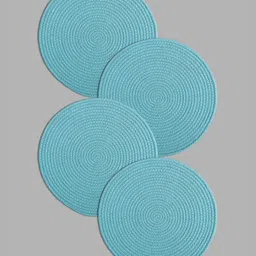 PAROKSH Blue 6 Pieces Braided Reversible Cotton Round Shaped Table Placemats-image-97