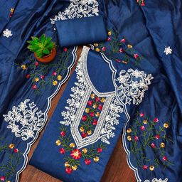 DIVASTRI Floral Embroidered Unstitched Dress Material-image-45