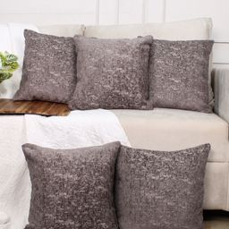 STITCHNEST Set of 5 Grey Solid 16'' x 16'' Cushion Cover-picture-49