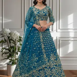 MISS CLOTHING Embellished Sequinned Net Ready to Wear Lehenga & Choli With Dupatta-picture-26