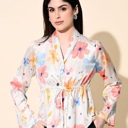 PRETTY LOVING THING Floral Print Bell Sleeve Shirt Style Top-image-63