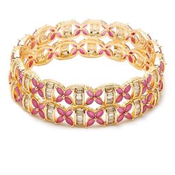 Anouk Set Of 2 Gold-Plated Ruby-Studded Bangles image 2