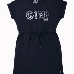 Gini and Jony Girls Typography Printed A-Line Dress-78