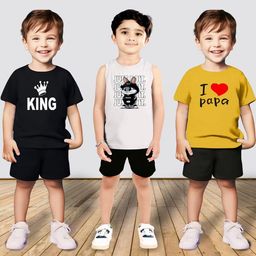 MGRS Boys Pack of 3 Printed T-shirts With Shorts-picture-0