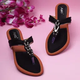 AIWIE Women Embellished T-Strap Flats-picture-10