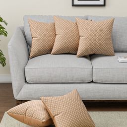 Myntra Elegant Homes Gold-Toned Set of 5 Square Cushion Covers-61