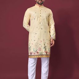 BALAJI CREATION Men Gold Jacquard Kurtas-image-19
