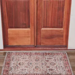 Aura Beige & Red Textured Anti Skid Doormat-20