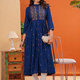 JAIPURI COLLECTION Women Ethnic Motifs Embroidered Anarkali Kurta-picture-1