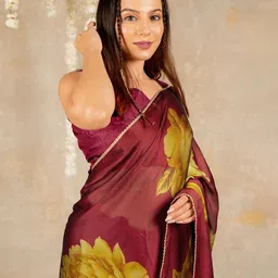 KALINI Floral Sequinned Poly Chiffon Saree-46