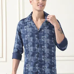 Metronaut Men Polka Dot Sheer Printed Casual Shirt-image-65