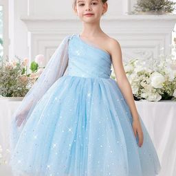 LULU & SKY Girls Embellished One Shoulder Tulle Fit & Flare Dress-image-48