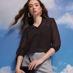 CORSICA Striped Textured Shirt Style Top-picture-35