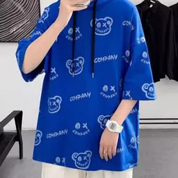 StyleCast Men Conversational Printed Hood Oversized T-shirt-image-1