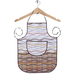 Kuber Industries White & Brown Printed Waterproof Centre Pocket Apron With Tying Cord-26