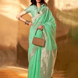 all about you Woven Design Zari Pure Linen Kanjeevaram Saree-image-59