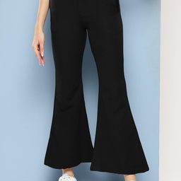 Girls Casual Wear Black Colour Solid Crepe Pant-image-90
