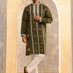 Anouk Men Embroidered Regular Mirror Work Kurta with Pyjamas-2