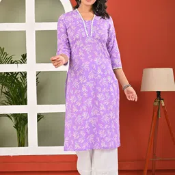 Nayo Floral Printed V-Neck Pure Cotton Straight Kurta-picture-36