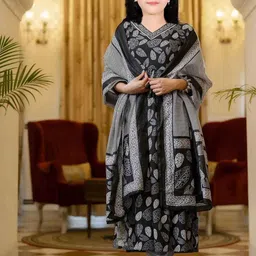 Vetrokart Girls Floral Printed Raw Silk Anarkali Kurta With Trousers And Dupatta-picture-41