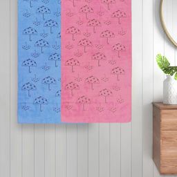 Myntra Elegant Homes Blue & Pink 2 Pieces Printed Cotton 420 GSM Bath Towel-image-97