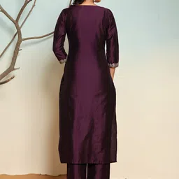 SUAAC WomenRegular Thread Work Kurta with Trousers & With Dupatta image 2