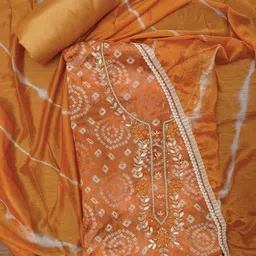 SHADOW & SAINING Bandhani Printed Beads And Stones Modal Cotton Unstitched Dress Material-image-97
