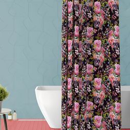 ArtzFolio Black & Pink Floral Printed Waterproof Shower Curtains-image-86
