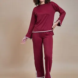 CORSICA Long Sleeves Contrast Piping Top With Trouser-picture-15