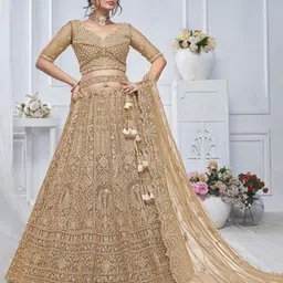 ODETTE Embroidered Sequinned Semi-Stitched Lehenga & Unstitched Blouse With Dupatta-picture-13